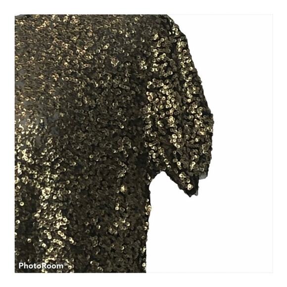 Silence + Noise Gold Sequin & Mesh Short Sleeve Party Blouse Size Small - Picture 3 of 16